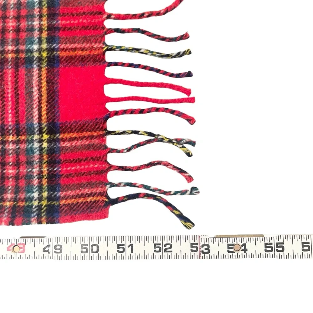 Vintage Red Tartan Plaid 100% Lambswool Scarf Made in Scotland
